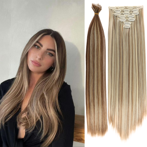 Synthetic 7 pieces/set 20inch/30inch straight hair extensions hair clips female hair accessories extended extensions