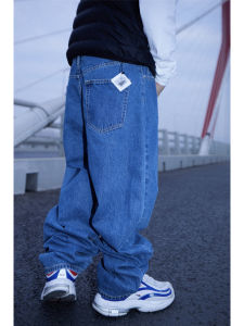 StreetBreakerz Basic ฮิปฮอป หลวม Straight Leg กางเกงยีนส์ Mens พลัสไซส์ Comfortable ระบายอากาศได้ดี ลำลอง ผ้าฝ้าย โพลีเอสเตอร์ ผสมผสาน
