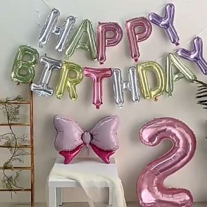 Satu Keluarga Balon Foil Huruf Pink A-Z C390 Balon Huruf Polos Alphabet Perlengkapan Ultah