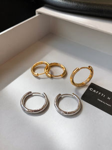 CAFFTI | Metal Gold and Silver Diamond Studded Small Hoop Earrings