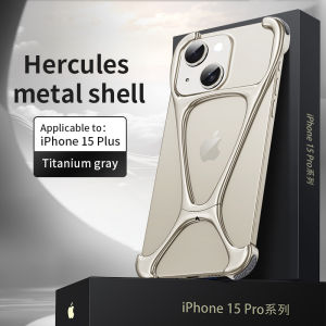 Metal Aluminum Alloy Case For iPhone 14 13 15 Pro Max Case Hollow Rimless Shockproof Bumper Cover Funda Luxury 360° Bracket Titanium Alloy Phone Case For iPhone 13 14 15 Pro Max Shockproof Covers Funda With Matel Lens Film Stand