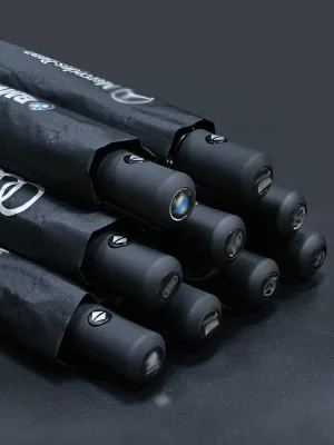 ร่มรถยนต์ BMW Audi Benz Mercedes Original เครื่องหมายยี่ห้อ อัตโนมัติ ขนาดใหญ่ ร่มกันฝน กันแดด สวมง่าย ป้องกันน้ำ ร่มสำหรับผู้ใหญ่ ร่มพับได้ 3 ช่วง
