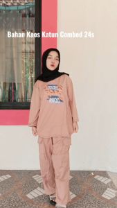 Oneset Wanita Jumbo Nami Set Kaos Katun Combed 24s M L XL XXL 3XL Setelan Baju Dan Celana Cargo COD
