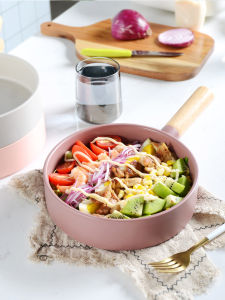 Japanese Style Ceramic Bowl with Wood Handle Pure Color Pasta Soup Fruit Salad Bowl Personalized Home Use Kitchenware