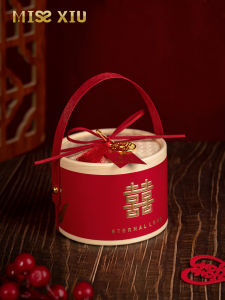 Missxiu Wedding Style Chinese Bamboo Woven Steamer Wedding Wind Sugar Box Empty Box for Marriage Celebration Supplies Gifts