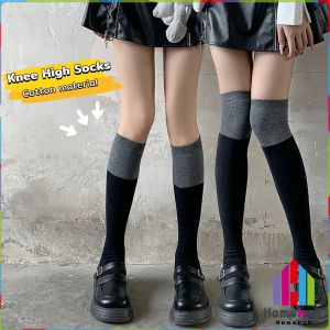 HB Knee High Socks Ladies Long Tube School Socks Black/Gray Color Girls JK Costumes