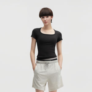 Bananain | Cool Matertial Pad Chest Square Collar T Shirt