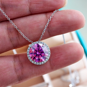 Siêu Flash 5Carat 11MM D VSS Moissanite Vòng Đeo Cổ Cho Nữ S925 Bạc Cổ Điển Mặt Dây Chuyền Tròn Kỷ Niệm Ngày Cưới Đảng Quà Tặng Sinh Nhật