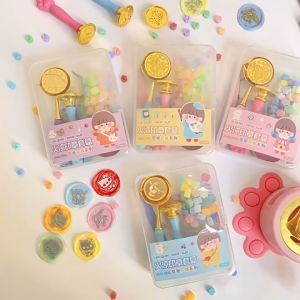 火漆咕卡贴纸印章礼盒蜡烛工具套盒创意儿童手工DIY玩具 Guka GooCard Fire Paint Sealing Wax Seal Stamp Set