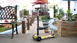 3 IN 1 Scooter Kids Flash Wheel Foldable Seat Children Toys Light Music Kid Outdoor Height Adjustable Skuter Budak kanak