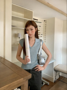 NIHAOKANONG | Áo Thun Không Tay có Dải Sọc Nửa Ống