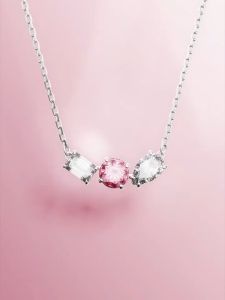 💖Swarovski💖Mesmera mixed cut pink gemstone pendant necklace S925 sterling silver womens fashion necklace hypoallergenic non-allergenic Valentines Day gift birthday gift for girlfriend bestie