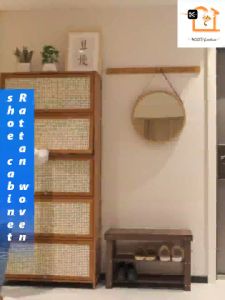 ตู้เก็บรองเท้า กันฝุ่น ความจุสูง ตู้รองเท้ และ ประตูที่ระบายอากาศ ไม้ไผ่แดง