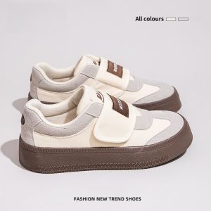 Warrior | Slip-On Canvas Shoes Womens Thick Sole Velcro White Shoes College Style Sneakers