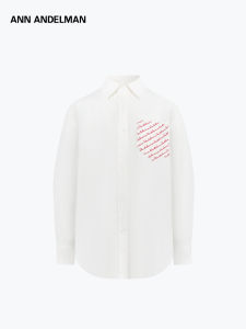 ANN ANDELMAN | Capsule Series Letter Embroidery Pocket White Collar Loose Long Sleeve Shirt