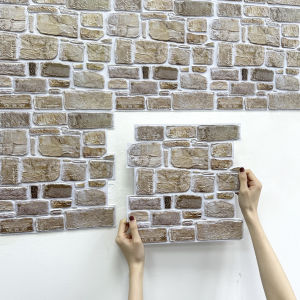 Tấm Ốp Tường Giả Đá 3D Tự Dính Kích Thước 30x30cm Chống Nước & Mốc Phong Cách Hiện Đại Dùng Cho Phòng Khách Viền Lò Sưởi