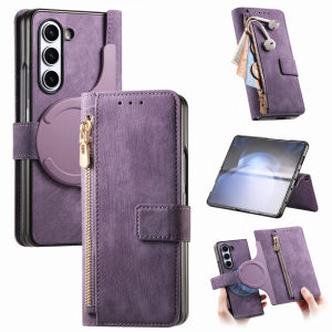 For Magsafe Case With Card Holder For Samsung Galaxy Z Fold 8 Ultra Wide 7 6 5 4 3 Magnetic 2 In 1 Full Protection Phone Cover