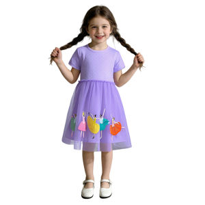 Summer New Design Girls Dress Dancing Girls Embroidery Short Sleeve Kids Vestidos Birthday Party Baby Clothing Wedding Dresses