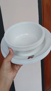 PROMO 12 PCS (6 PCS PIRING 6 PCS MANGKUK) / 1 SET PERLENGKAPAN MAKAN PLASTIK MURAH MEWAH DAN CANTIK