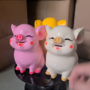 (Size vừa cao 23cm cho kiểm tra hàng) Heo đất 3D cao cấp sơn bóng nhiều màu