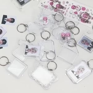 Blank Photo Frame Keychain Clear Acrylic Keyring Insert Photo Split Key Pendant DIY Key Holder Couple Anniversary Gifts 5pcs
