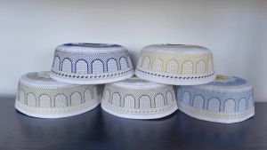 Cotton Arab Men Prayer Caps Islam India Caps Embroidery Muslim Hats Man Hijab Turban Black / White