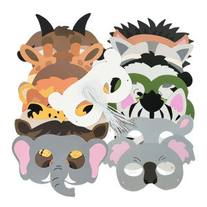 16pcs Jungle Animal Paper Mask Funny Tiger Lion Masks For Kid Safari Theme Birthday Christmas Party Decor Halloween Cosplay Prop