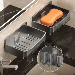 Bathroom Soap Shelf No Nail Wall Mounted Soap Sponge Holder Organizer Double Drainage Soap Dish Bathroom Accessories Supplies