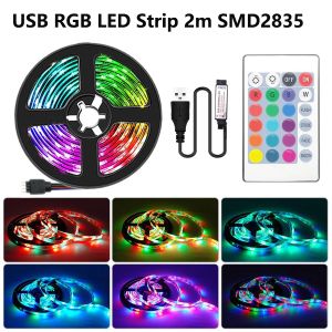 2m DC5V USB LED Strip Lights 2835 RGB LED Lights Tape Ribbon TV Background Lighting Home Room Decoration Lamp IR Remote Control