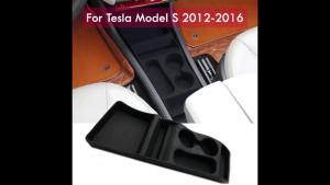 For Tesla Model S 2012-2016 Center Console Organizer With Cup Holder Center Storage Box for Model S Silicone Tray Black