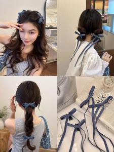 Denim Butterfly Knot Hair Clips Women Side Hair Accessories Elegant Hair Grips Fringe Clips New 2024 Fresh out Design Hair Decorations