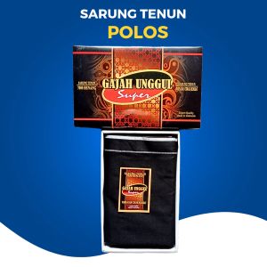 Sarung Gajah Unggul Pria Polos Dewasa Warna Hitam + Box