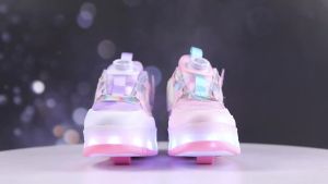 Kids Roller Skates Korean Fashion Rechargeable Children Sneakers With 2 LED Wheels Sports Shoes Pulley Shoes Size 32-37