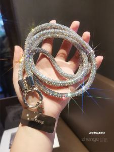 Luxury Long Diamond Phone Chain Elegant Crossbody Womens Water Diamond Mobile Phone Case Anti-loss Hanging Rope Glitzy New Crystal Chain