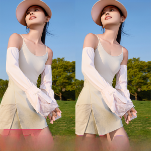 miiow | Cat Lady UV Protection Lace Splice Ice Silk Sleeve Covers For Women Driving And Cycling Sunscreen Black Hand Sleeve Summer