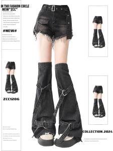 Quần Short Denim Màu Đen Có Eo Cao Và Dây Kéo Cho Nữ Phong Cách Retro Y2K Dạo Phố Cho Bữa Tiệc 18-24 Tuổi