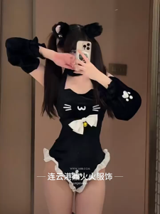 🫰🏻 Sweetie Store 🫰🏻 [ READY STOCK ] Women Lingerie Cosplay Cat Design Corset 1Pcs Black