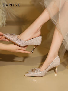 Daphne High Heels Womens Spring New Style French Elegance Wedding Shoes Pointed Toe High-End Sensation Thin Heel Show Heel