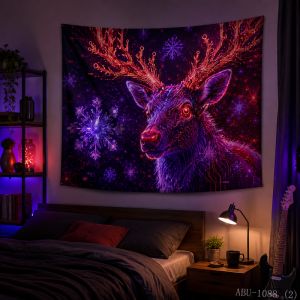 VIKAMA Neon Đỏ/Tím Đầu Tuần Lộc Bông Tuyết Bảng Mạch Cyberpunk Giáng Sinh Tấm Thảm Cho Phòng Ngủ Phòng Khách Ký Túc Xá Trang Trí Nhà