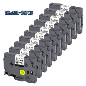 10 Pack TZe221 Compatible for Brother P-touch TZe-221 Tze221 TZ221 TZ-221 Tape 9mm Black on White Laminated Label Tape for PTD210 PT-H100 PTH110 PT-D400AD PTD600 PT-1290