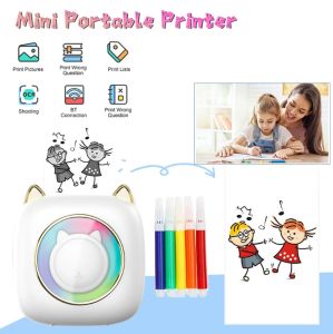 LIOTOG C23 Mini Bluetooth Thermal Printer 1200mAh Rechargeable Portable Thermal Receipt Printer With 1 Rolls Printing Paper For Android Or IOS APP BT Inkless Printer Gift For Kids Friends Used In Home Office Study Work List Printing