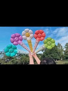 Balon Pentungan Tongkat Motif Daisy Smile Bunga Matahari Warna Warni