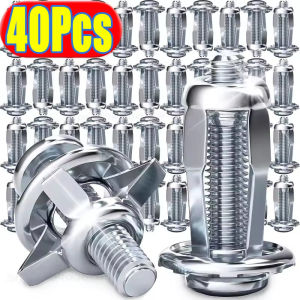 40ชิ้น M6 M4 M5 M8น็อตหมุดย้ำโลหะกลีบพร้อมสกรูป้ายทะเบียนรถยนต์สกรูยึดฐานแจ็คคลิปยึดแผ่นสลักเกลียวอุปกรณ์เครื่องมือที่ซ่อมรถ