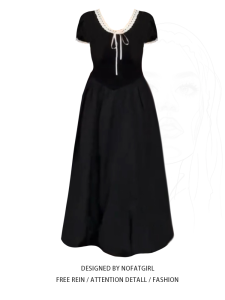 plus Size Sister French Sweet round Neck Black Bubble Sleeve Dress Womens Summer Slim Bloom Long Dress Chic Stylish MAXI Length