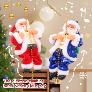 YESPERY Electric Climbing Santa Claus with Bell Singing Santa Claus Doll Home Mall Dress Up 2025 Merry Christmas Decoration 22cm