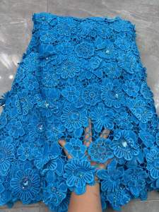 Nigerian Cord Guipure Lace Fabric 2026 High Quality with Big Stones Water Soluble African Lace Fabric Wedding Dress for Sewing