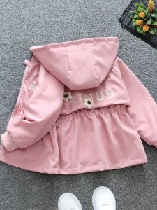 Baby Girl Coat Spring and Autumn 2024 New Arrival K-style Western Style Girls Cinched Hoodie Trench Coat Little Girl Blouse