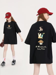 American Style Heavyweight Short Sleeve Womens T-shirt Summer Black Slimming Pure Cotton Cat Half Sleeve Niche Design Loose Top