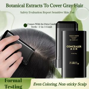 Sweat-Proof Hair Dye Comb Covering White Hair Hair Dye Stick Hide Bald Edges Hair Root Pure Plant Instant Hair Dye Stick One-Time Fast Dyeing Hair Covering White Hair Artifact Waterproof Soft Hair Dye Stick For Grey Hair