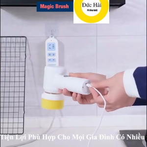 Máy Cọ Rửa Điện Đa Năng Sạc USB bàn chải Vệ Sinh Bếp Bồn Rửa Mặt Đánh Giày đánh bóng Magic Brush với 3 đầu thay thế